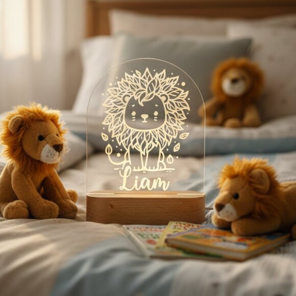 Personalized Lion Night Light – Custom LED Lion Baby Shower Gift - Picture 8 of 8